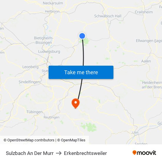 Sulzbach An Der Murr to Erkenbrechtsweiler map