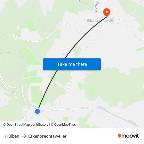 Hülben to Erkenbrechtsweiler map