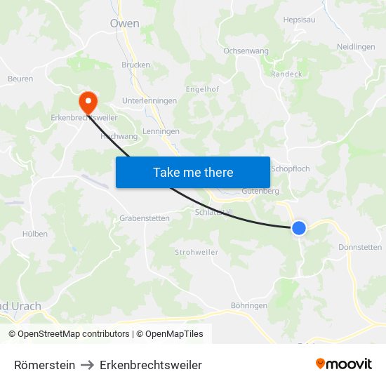 Römerstein to Erkenbrechtsweiler map