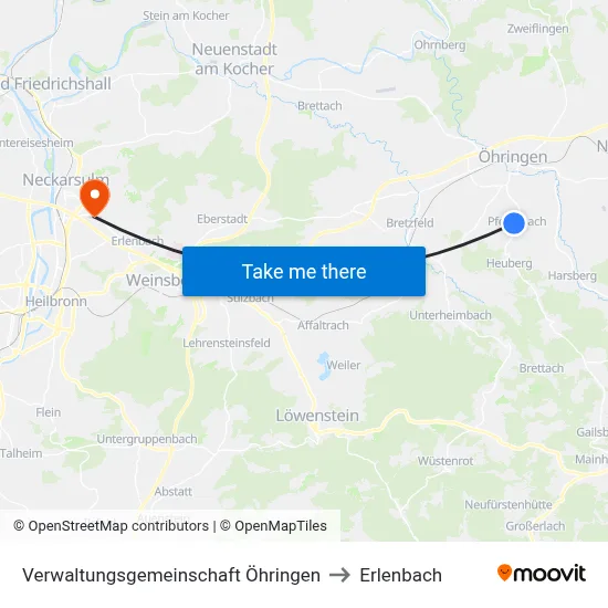 Verwaltungsgemeinschaft Öhringen to Erlenbach map