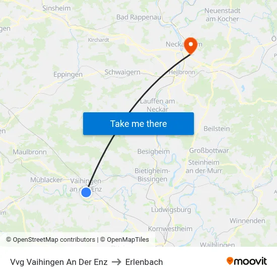 Vvg Vaihingen An Der Enz to Erlenbach map