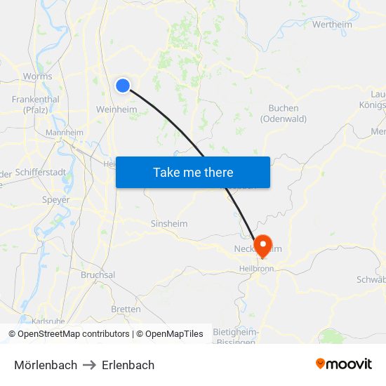 Mörlenbach to Erlenbach map