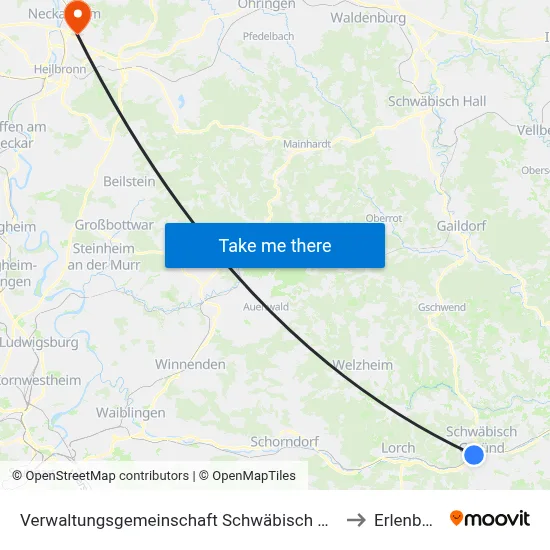 Verwaltungsgemeinschaft Schwäbisch Gmünd to Erlenbach map
