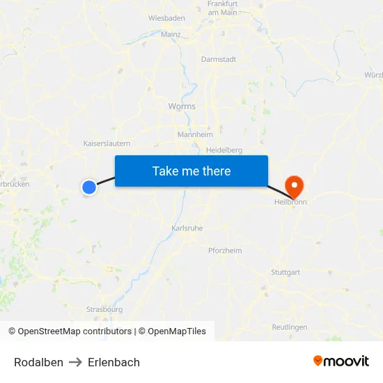 Rodalben to Erlenbach map