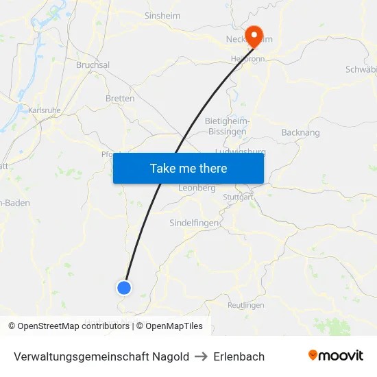 Verwaltungsgemeinschaft Nagold to Erlenbach map