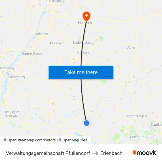 Verwaltungsgemeinschaft Pfullendorf to Erlenbach map