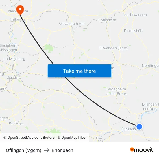 Offingen (Vgem) to Erlenbach map