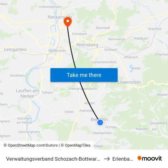 Verwaltungsverband Schozach-Bottwartal to Erlenbach map