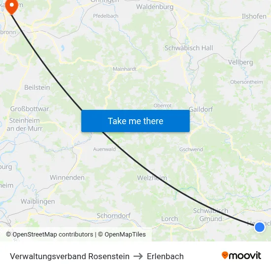 Verwaltungsverband Rosenstein to Erlenbach map
