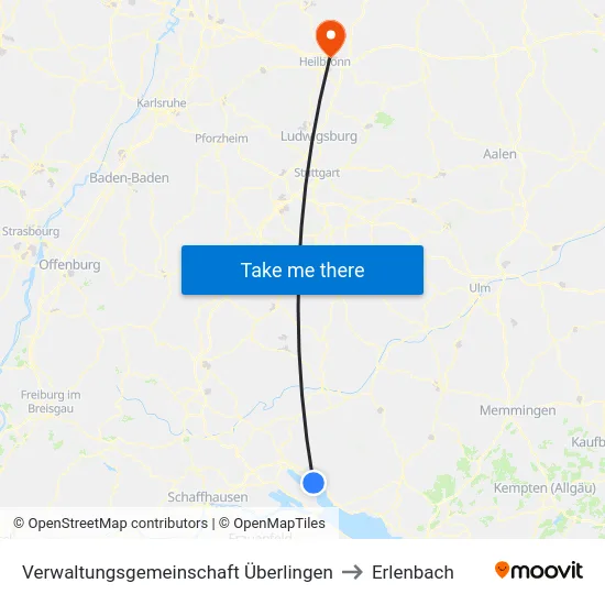 Verwaltungsgemeinschaft Überlingen to Erlenbach map