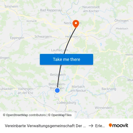 Vereinbarte Verwaltungsgemeinschaft Der Stadt Bietigheim-Bissingen to Erlenbach map
