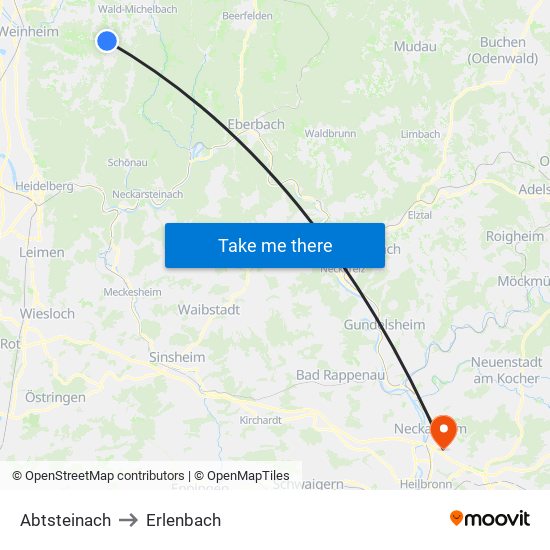 Abtsteinach to Erlenbach map