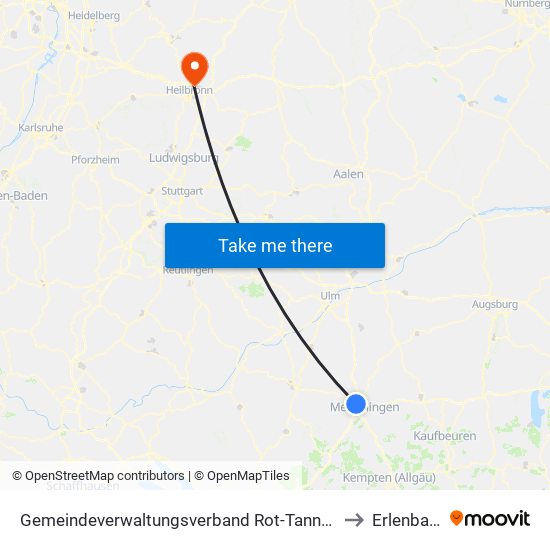 Gemeindeverwaltungsverband Rot-Tannheim to Erlenbach map