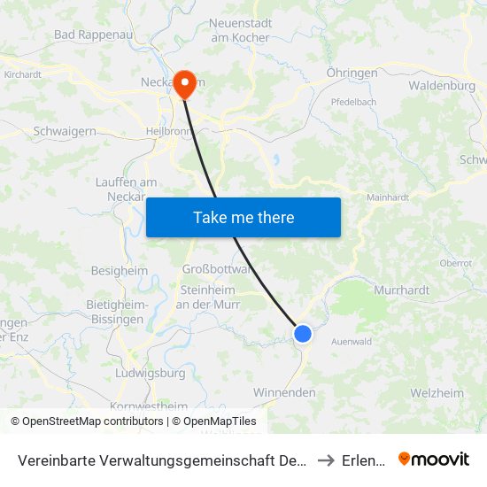 Vereinbarte Verwaltungsgemeinschaft Der Stadt Backnang to Erlenbach map