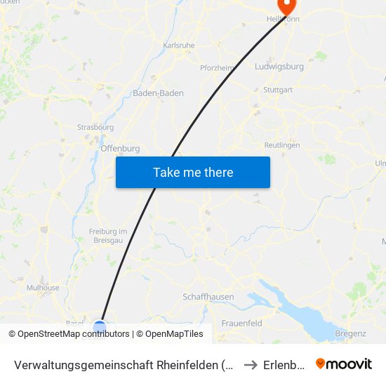 Verwaltungsgemeinschaft Rheinfelden (Baden) to Erlenbach map