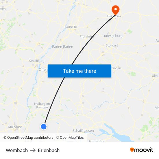 Wembach to Erlenbach map