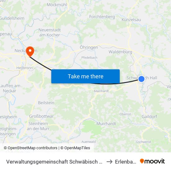 Verwaltungsgemeinschaft Schwäbisch Hall to Erlenbach map
