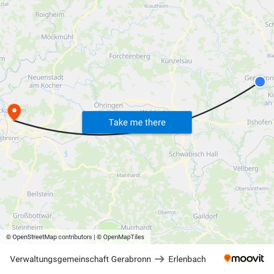 Verwaltungsgemeinschaft Gerabronn to Erlenbach map