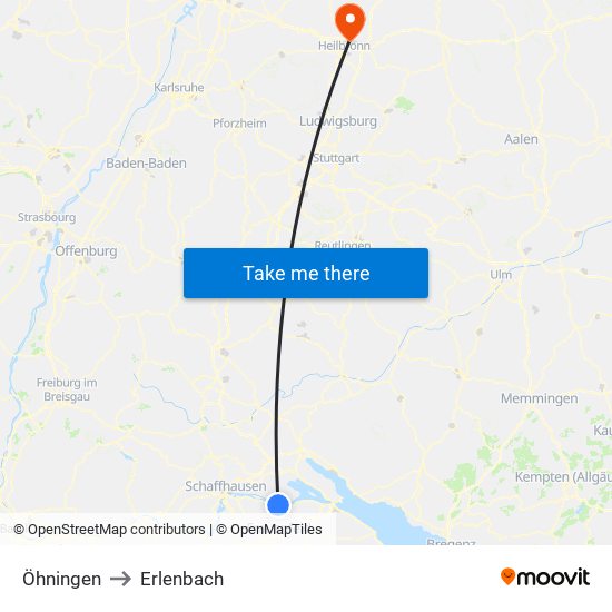 Öhningen to Erlenbach map