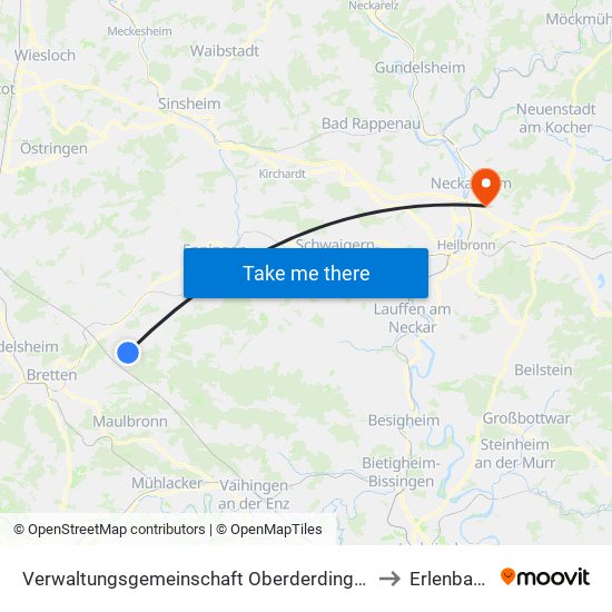 Verwaltungsgemeinschaft Oberderdingen to Erlenbach map