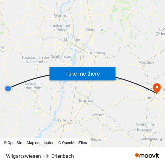 Wilgartswiesen to Erlenbach map