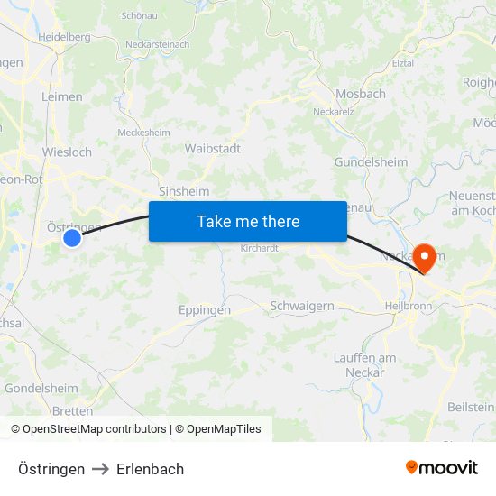 Östringen to Erlenbach map
