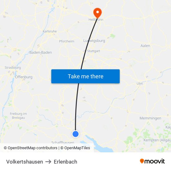 Volkertshausen to Erlenbach map