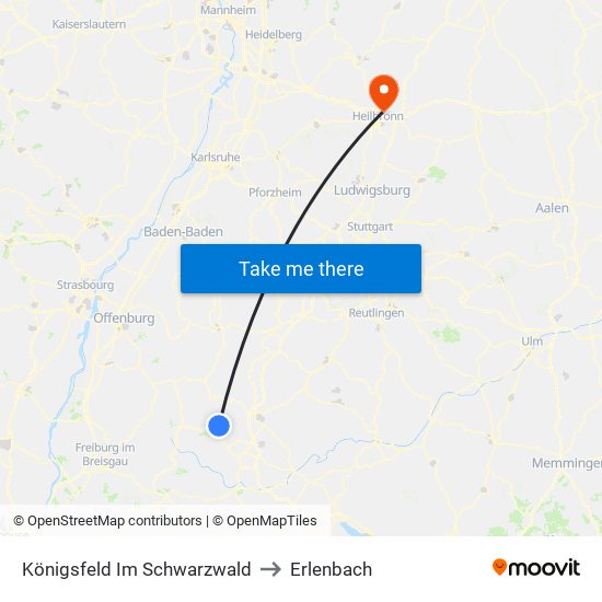Königsfeld Im Schwarzwald to Erlenbach map