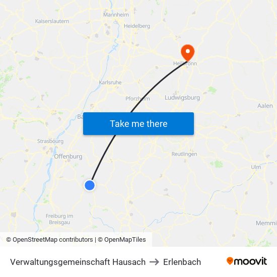 Verwaltungsgemeinschaft Hausach to Erlenbach map