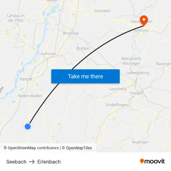 Seebach to Erlenbach map