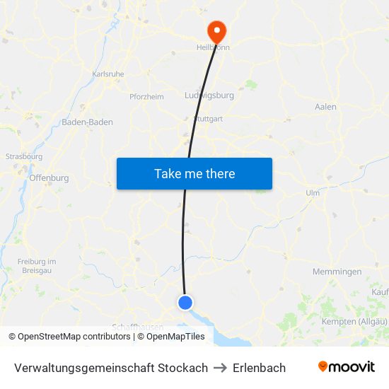 Verwaltungsgemeinschaft Stockach to Erlenbach map