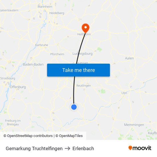 Gemarkung Truchtelfingen to Erlenbach map