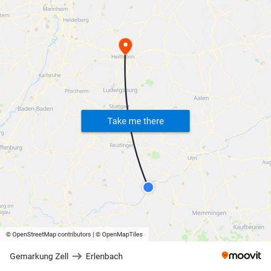 Gemarkung Zell to Erlenbach map