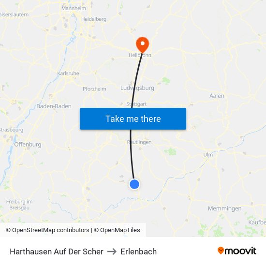 Harthausen Auf Der Scher to Erlenbach map