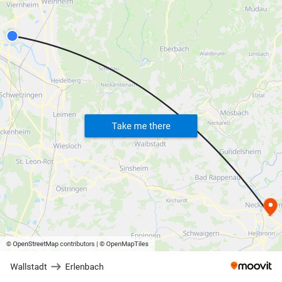 Wallstadt to Erlenbach map