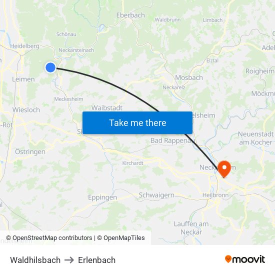 Waldhilsbach to Erlenbach map