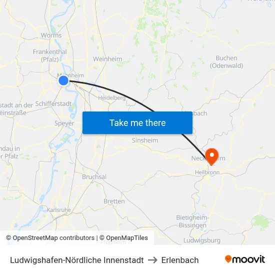 Ludwigshafen-Nördliche Innenstadt to Erlenbach map