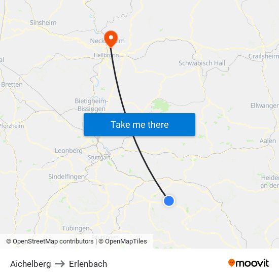 Aichelberg to Erlenbach map
