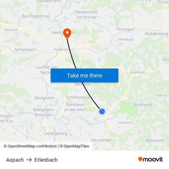 Aspach to Erlenbach map