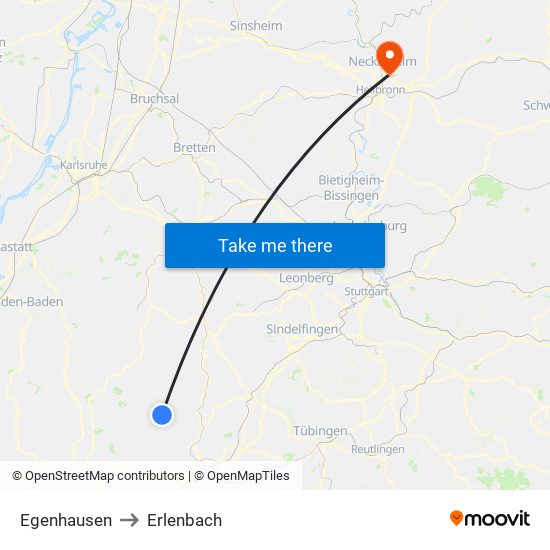 Egenhausen to Erlenbach map