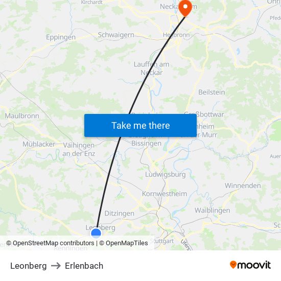Leonberg to Erlenbach map
