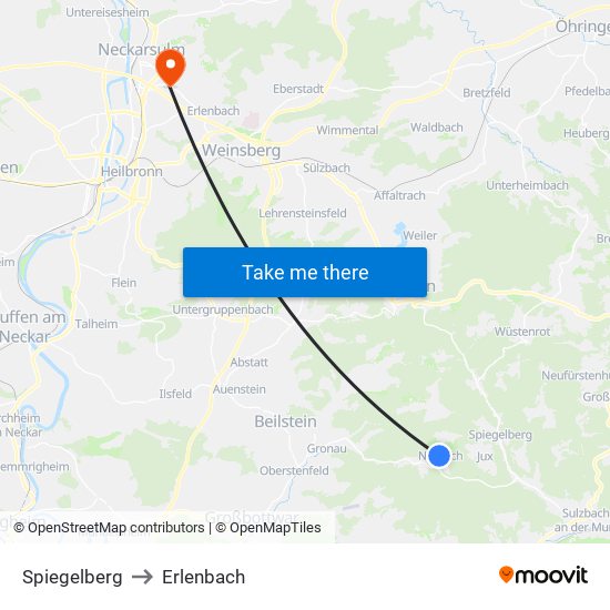Spiegelberg to Erlenbach map