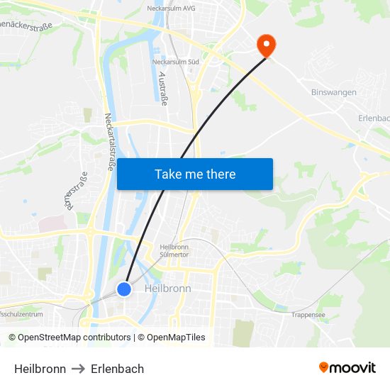 Heilbronn to Erlenbach map