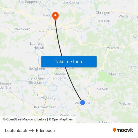 Leutenbach to Erlenbach map