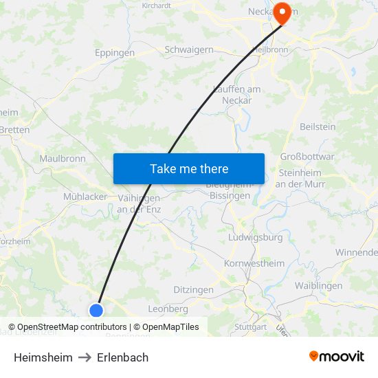 Heimsheim to Erlenbach map