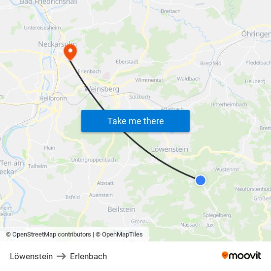 Löwenstein to Erlenbach map