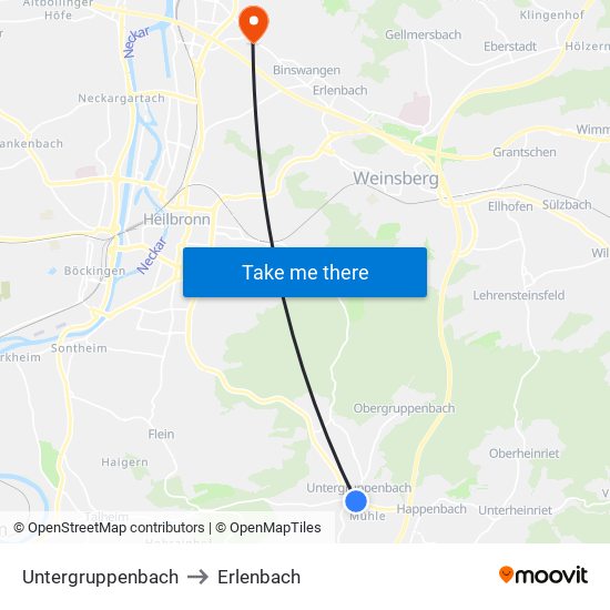 Untergruppenbach to Erlenbach map