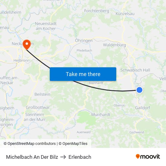 Michelbach An Der Bilz to Erlenbach map
