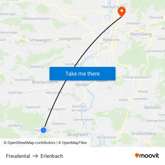Freudental to Erlenbach map