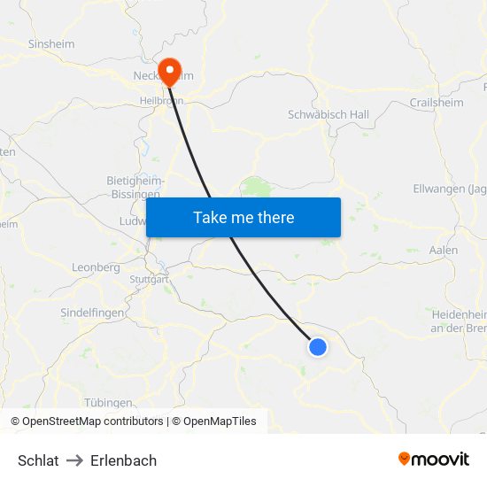 Schlat to Erlenbach map